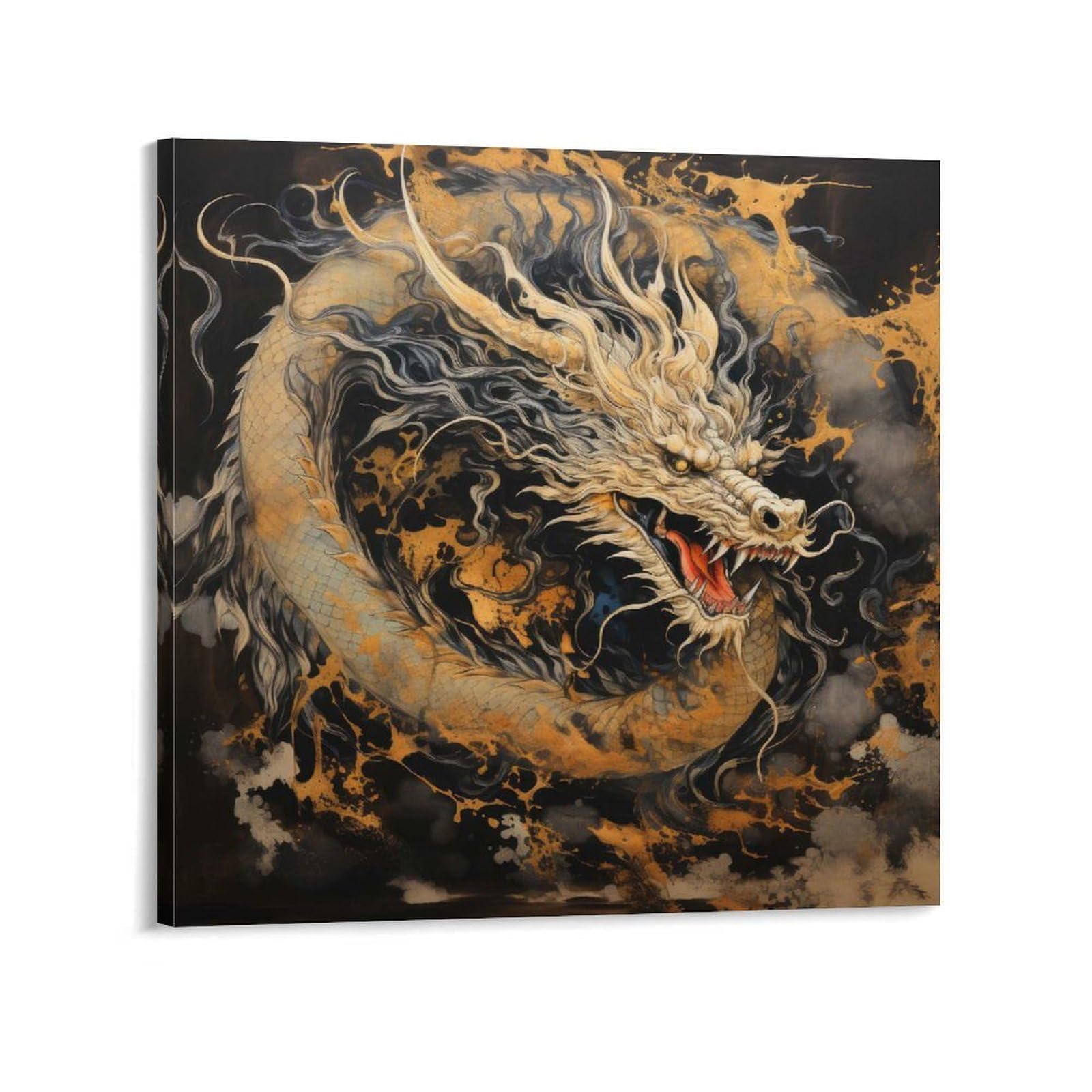 龍の装飾品金色ドラゴンクラフトアート額
